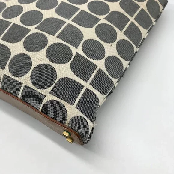 Kate Spade Gray Canvas Vintage Geometric Print Shoulder Bag - Picture 7 of 11